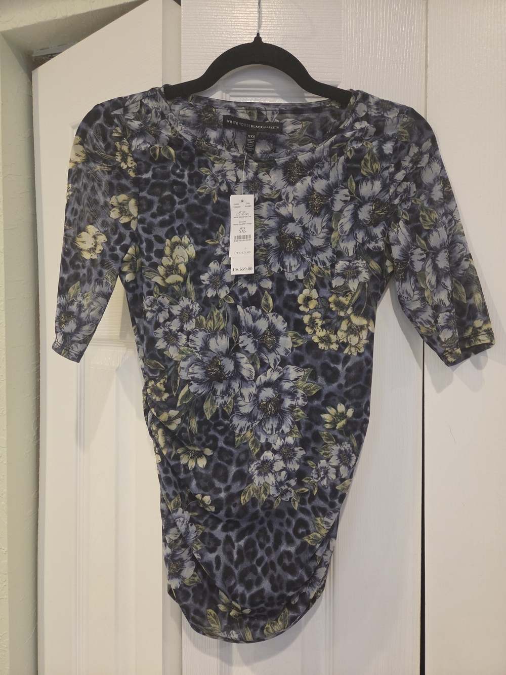 White House Black Market Floral Mesh Top
